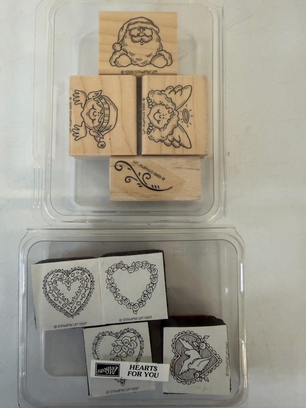 Stampin’ Up Rubber Stamp Lot Vintage 1997 1999 Hearts For You Christmas Santa